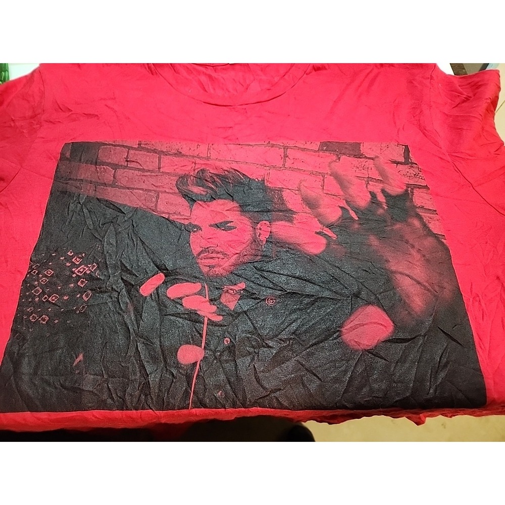 Adam Lambert Red‎ Crew Neck Short Sleeve Graphic Print Shirt XL